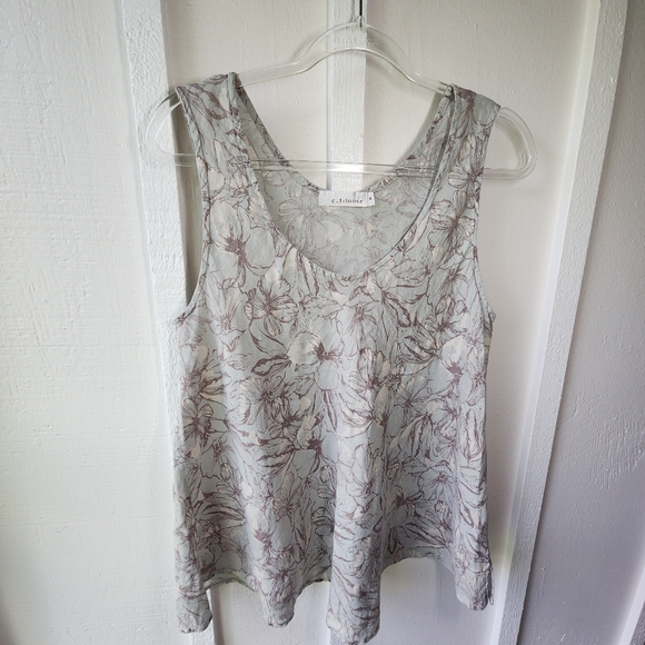 Cut Loose Linen Sleeveless Top Relaxed-fit Floral Light Blue Gray Size Medium - Picture 1 of 10
